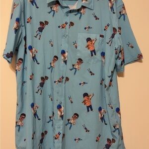 RSVLTS Light Blue Shirt with Fun Character Pattern